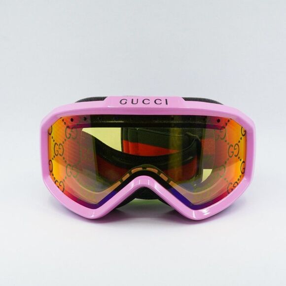 Gucci GG1210S 004 Sunglasses Ski Goggles Mask Pink Shield Frame, Yellow Lenses - Picture 3 of 14